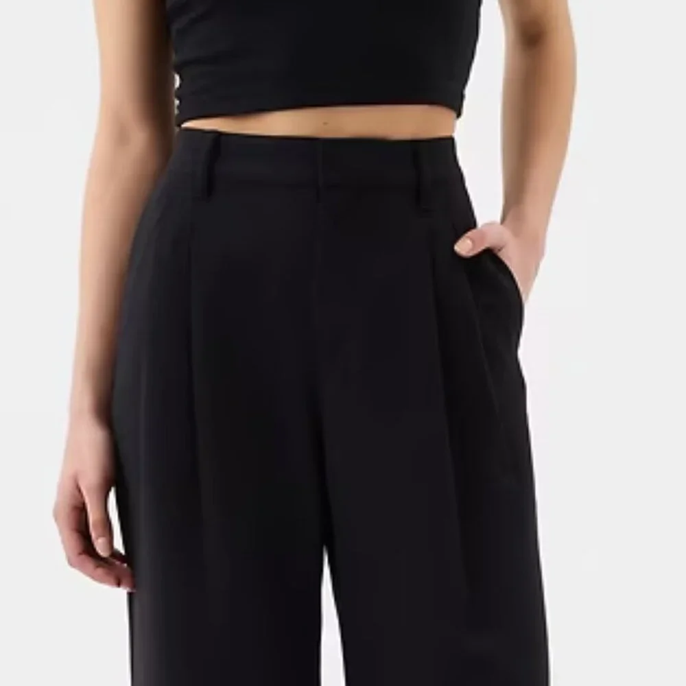 NEW GAP Factory sz 4 Black Easy Crepe Trousers Wide Leg Pants - Picture 4 of 9